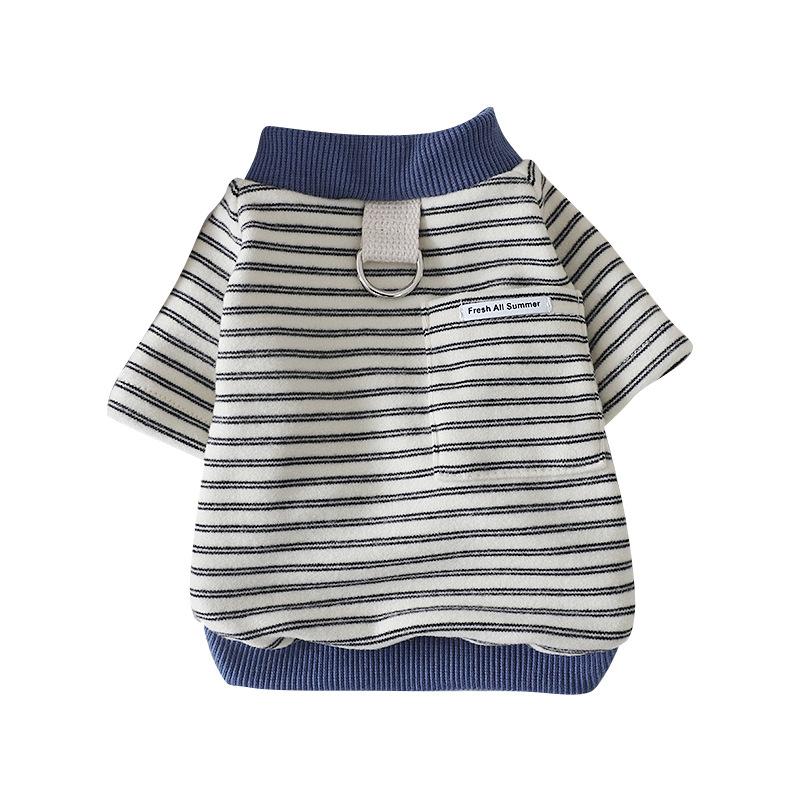 Pet Spring Striped Short Sleeve Cat T-shirt Teddy Two Leg Top Sunscreen Vest Puppy Clothes Dog Clothes for Small Dogs