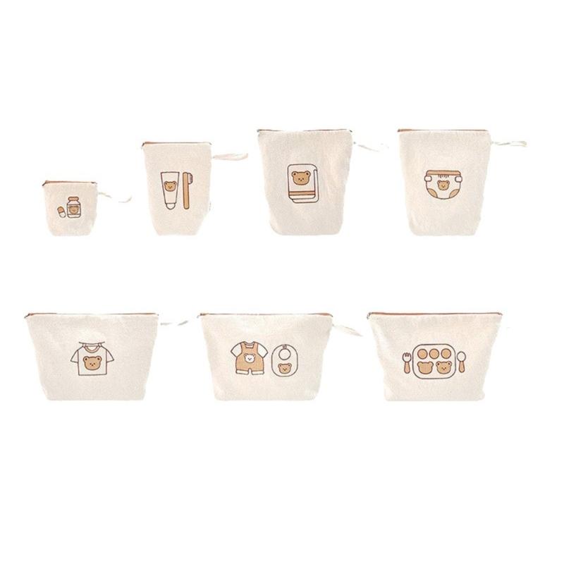 

7 шт. Многофункциональная сумка для детских бутылочек, набор сумок для хранения, милые животные, контейнер для подгузников для младенцев, органайзеры для коляски