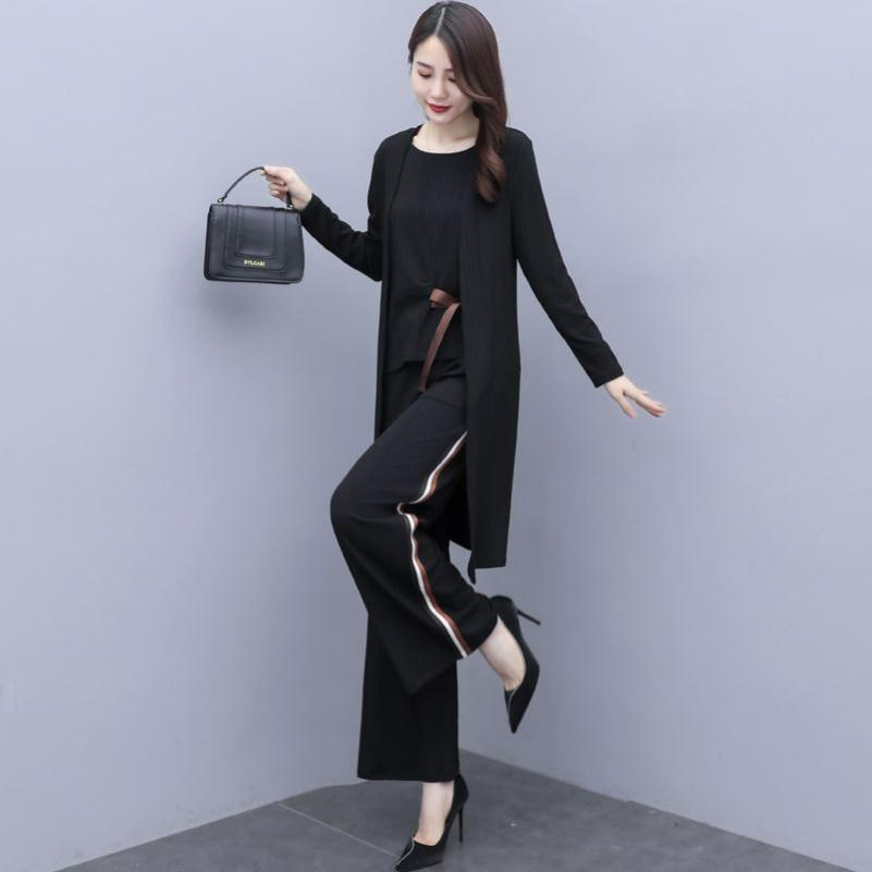 Spring and Autumn Suits, Women's Wide-leg Pants, Thin Temperament, Western Style, Royal Sister, Light Mature Style, Three-piece Suit