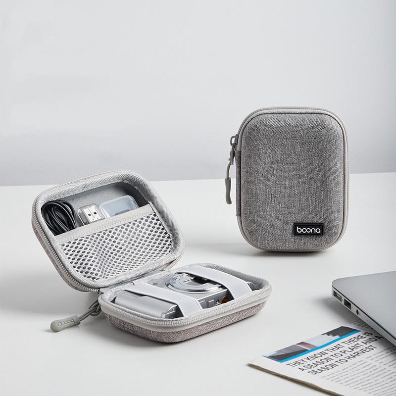Portable Mini Hard Shell Digital Gadgets Storage Bag Artificial Leather Earphone Charger Case Plug Data Cable U Disk Organizer