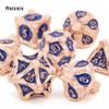 7 Pcs Copper Blue Tree Stump Root Metal Dice Solid Metal Polyhedral Dice Set Suitable for Role-Playing RPG  Board Game Card Game