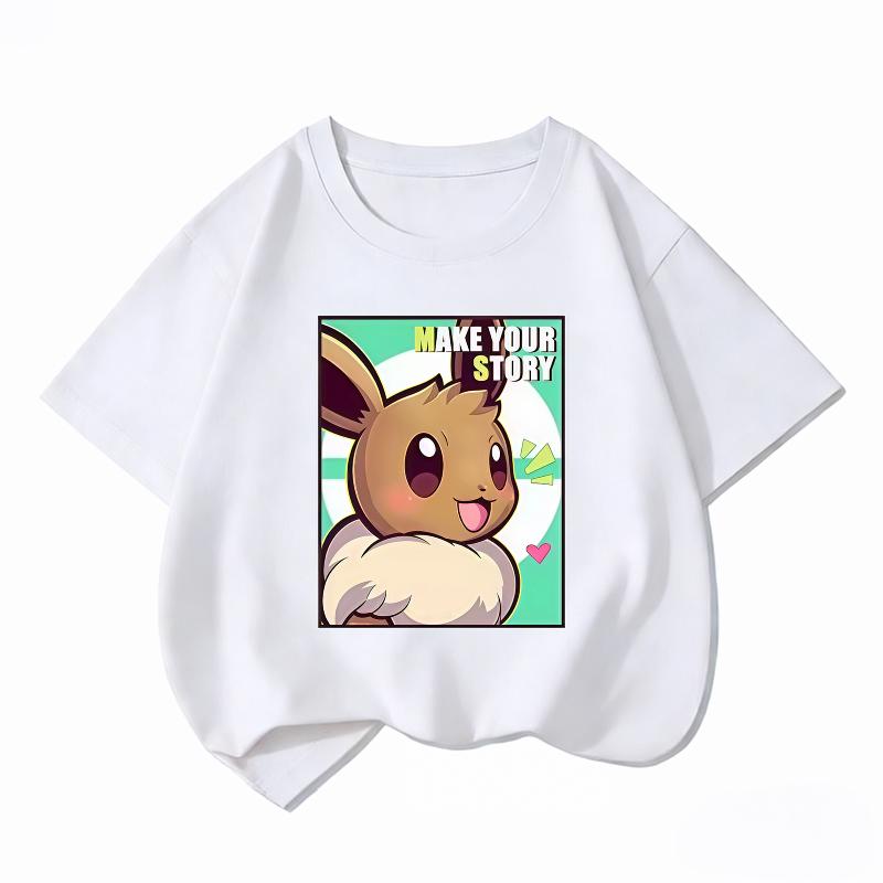 Potdemiel Summer New Pikachu Children's Pure Cotton T-Shirt, Boys and Girls Tops, Comfortable and Breathable Children's T-Shirt