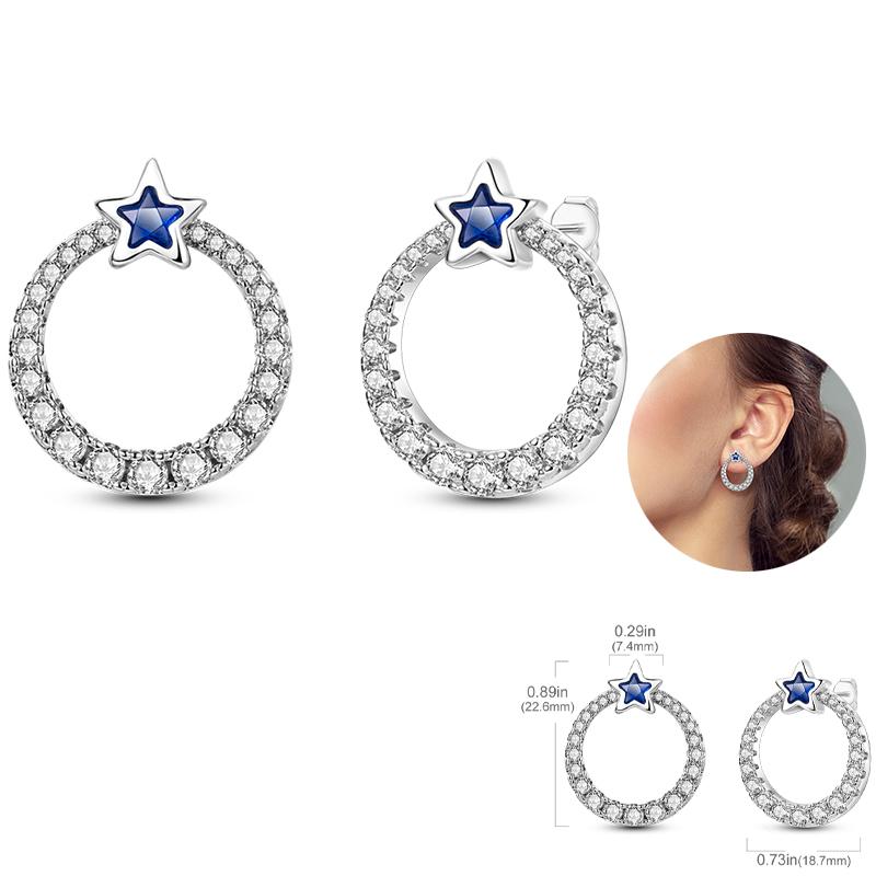 Ladies Sweet 925 Silver Ocean Star Flower Butterfly Design Trendy Earrings Birthday Commemoration Day Fine Sweetheart Jewelry