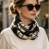 1-5PCS Autumn Winter Women Plaid Neck Warmer Magnetic Button Tie Knitted Warm Soft Decorative Scarf for Home Party Gift Daily