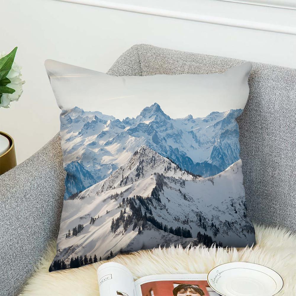 Natural Scenery Snow Outdoor Pillow Case For Car Sofa Decorative Home Double-sided Print Plush Square Throw Pillow Cushion Cover