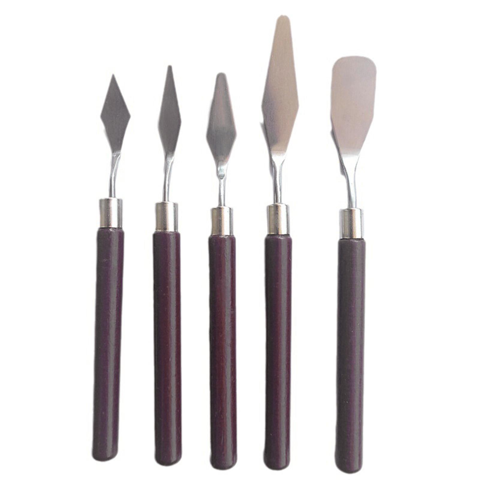Stainless Steel Metal Spatula Pallet Knife Paint Scraper Wooden Handle Palette Knife Set for Artist Painters Drawing Use