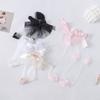 Summer Lolita Woman Transparent Mesh Solid Colors Pearl Short Socks Bow Lace