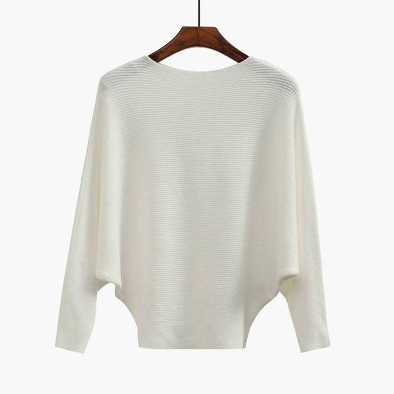 Loose Long Sleeve One-Line Collar Top Loose Long Sleeves off-Shoulder Top Female
