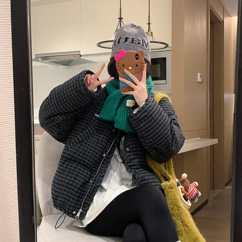 Koreańska Kratka Stójka Krótka Bawełniana Kurtka Luźna Wszechstronna Kurtka Pikowana Bawełną