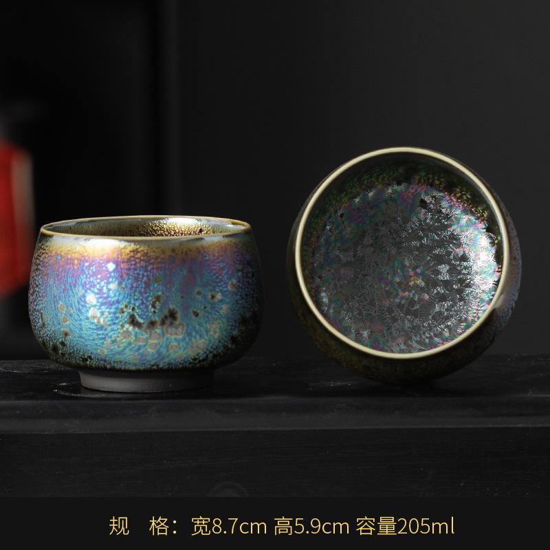 Colorful Kiln Mutated Shape Gilded Jian Zhan Cup Ceramic Kung Fu Tea Cup Tenmoku Glaze Single Cup Master Cup Tea Bowl Tasting Cu