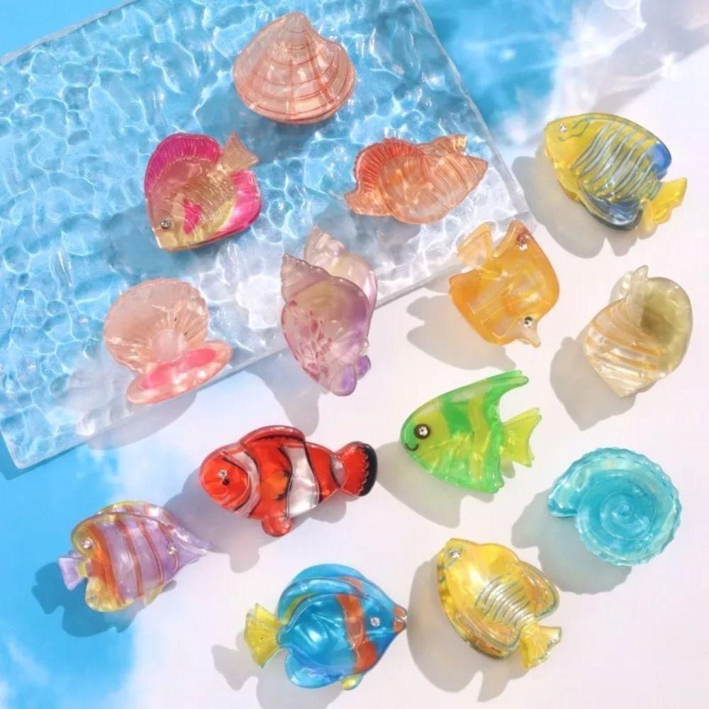 Sea Animal Acetate Animal Hair Clip Cartoon Mini Hair Claw Cute   Girls