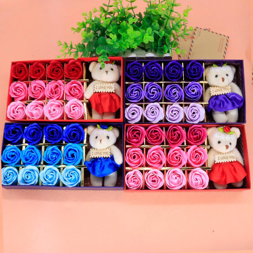 Valentine's Day 12Pcs Scented Soap Flower Gift Rose Box Bouquet Festival Gift