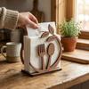 Rustic Wooden Leaf Napkin Holder Hollow Out Farmhouse Style Napkin Stand Sturdy Decorative Paper Towel Rack Home Restaurant