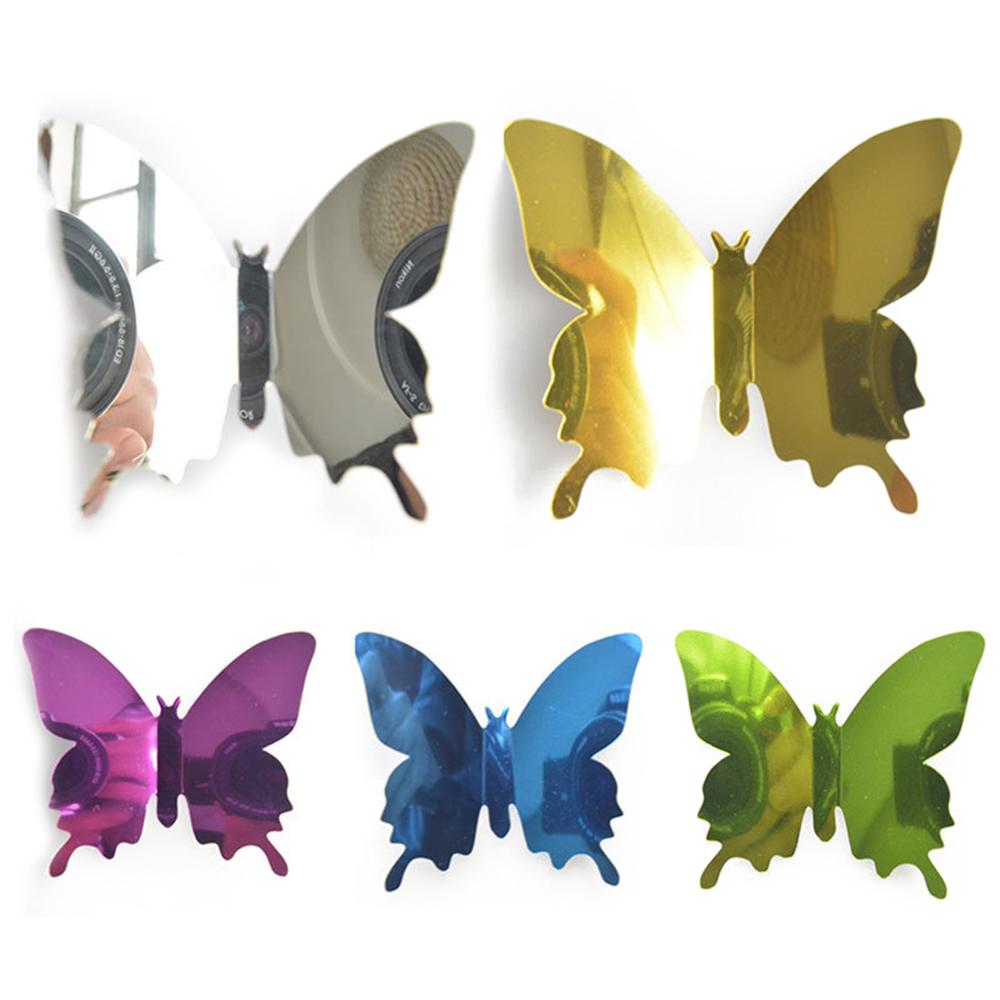 12 Sztuk/partia 3D Motyl Lustro Naklejka Ścienna Naklejka Wall Art Wymienny Dekoracje Ślubne Naklejka Dekoracji Pokoju Dziecięcego