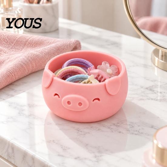 Practical Daily Gift Idea 3D Printed Piglet Storage Bowl, Cute Pig Desktop Organizer for Hair Ties Minimalist Tidy Bowl and Jewelry, Decorative