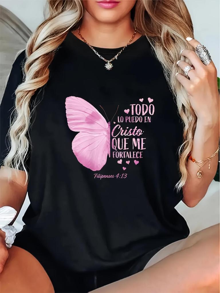 Pink Butterfly Christian Faith T-shirt