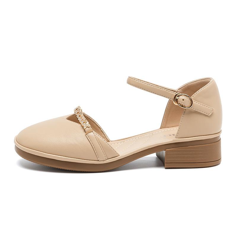 Augustine bag head sandals women's summer 2025 new fashion one-word buckle fashion single shoes low-heeled sandals