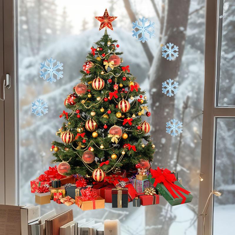 Festive Xmas Tree & Holiday Decor Window Stickers