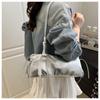 2026 Bow Lace Shoulder Bag Solid Color Casual Lady Handbag Small Square Bag PU Leather Women Armpit Bag