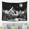 Floral Plants Sun And Moon Retro Botanical Flowers Butterfly Black Starry Sky Wall Tapestry Vintage Boho Aesthetic Tapestry Wall
