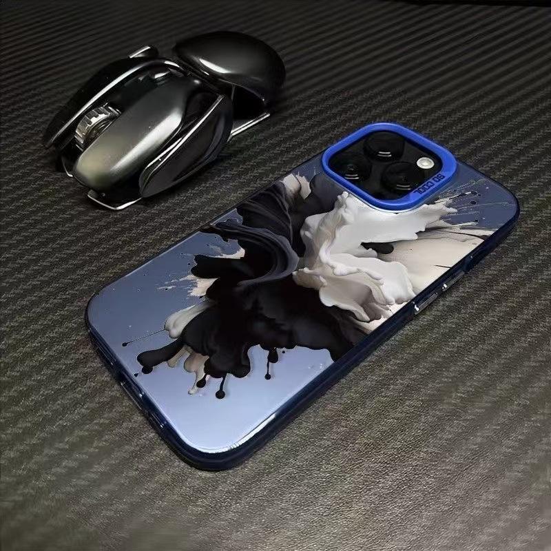 Black and White Ink Is Suitable for Iphone17 Mobile Phone Case 11 Apple 15promax/14 Anti-drop 13pro European and American Wind 16