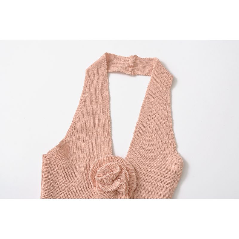 Kaslead New Arrival Women's Clothing Fashion Style Fashion Casual Minimalist Easiest for Match Hook Flower Knitting Halterneck Cardigan