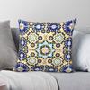 Moroccan Tile Work Blue Gold Square Pillowcase Polyester Linen Velvet Creative Decorative Throw Pillow Sofa Cushion Cover X