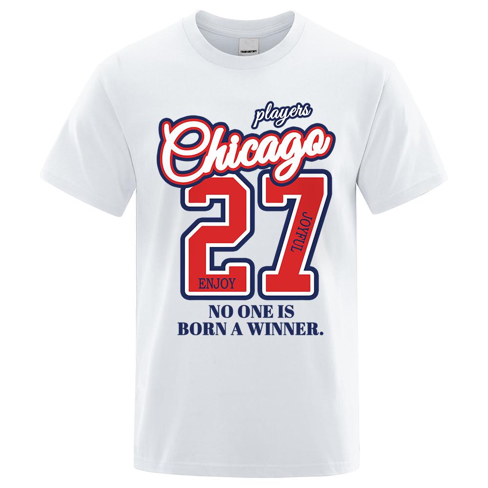 27 Number No One Is Born Winner Print Male Tshirt Oversized Loose T Shirts Cotton T Shirts Hip Hop Breathable T-Shirt Couple