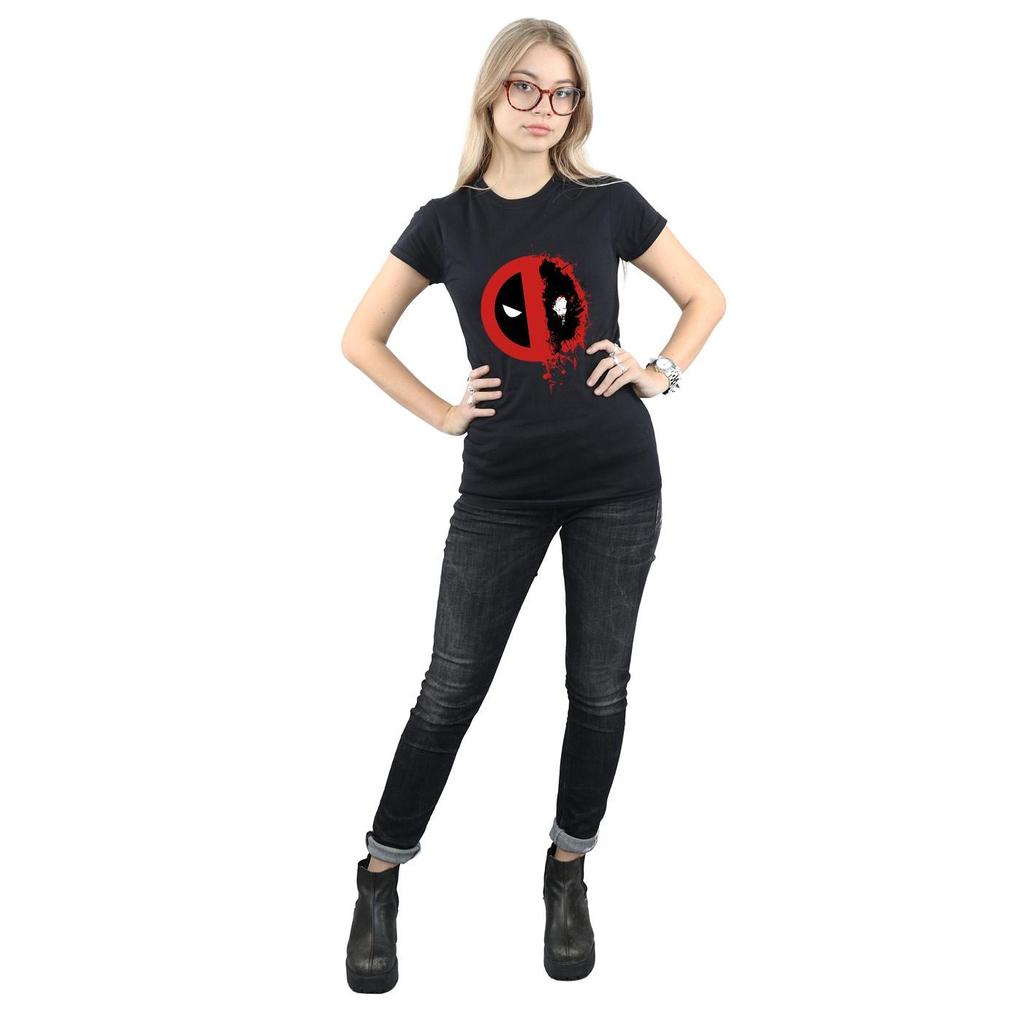 Marvel Damen/Damen Deadpool Split Splat Logo Baumwoll-T-Shirt