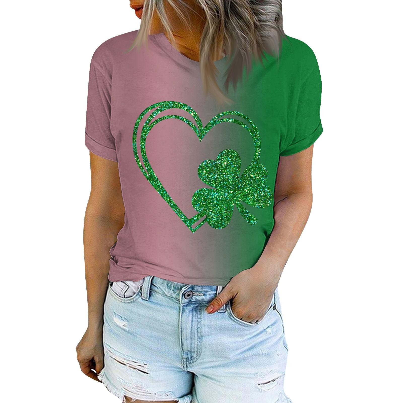 

Женская модная повседневная футболка с круглым вырезом и коротким рукавом с принтом, топ M