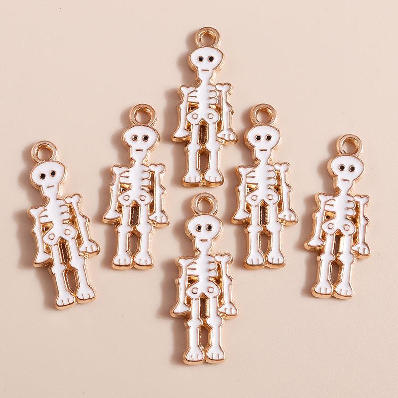 10pcs Enamel Halloween Skull Skeleton Charms Penants for Necklace Earrings DIY Bracelet Handmade Jewelry Accessories Findings