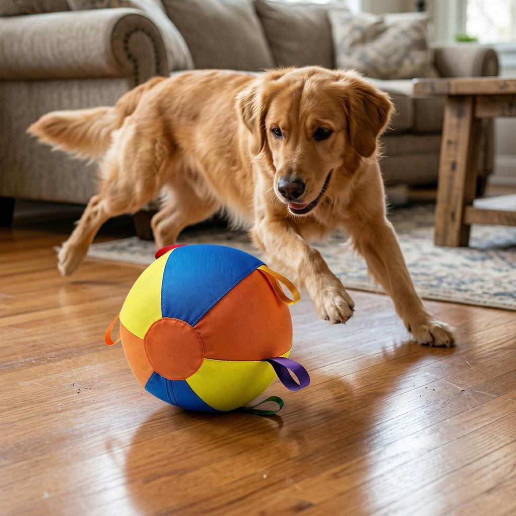Chew Resistant Fabric Dog Ball Tear-Resistant Self Play Dog Toy Inflatable Big Ball for Medium Large Dogs Golden Retriever