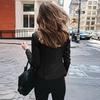 Moda mujer manga larga frente abierto cárdigan corto traje chaqueta abrigo Top