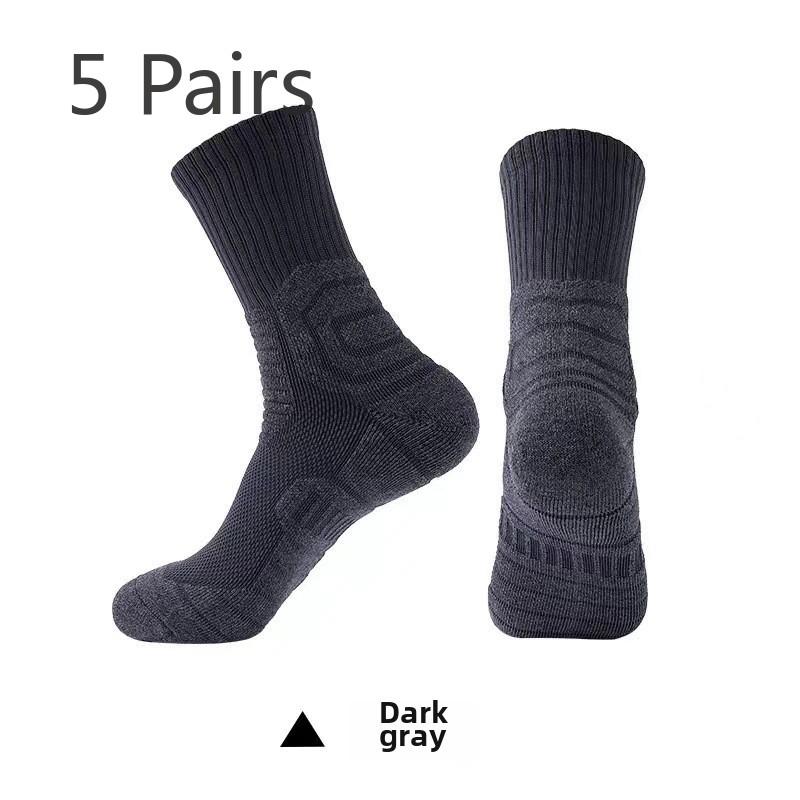 

5 пар носков для баскетбола и профессиональных видов спорта на открытом воздухе Gaobon Towel Bottom для походов 5 pairs темно-серого