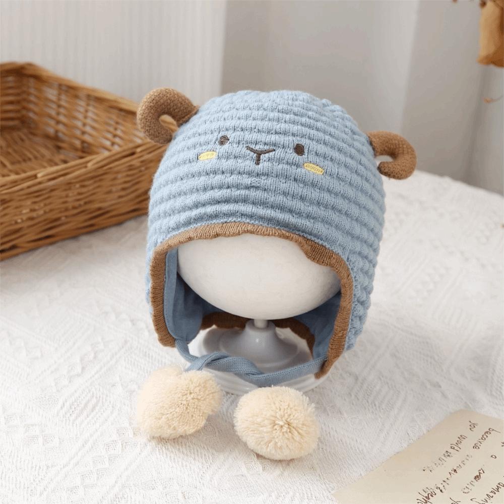 Lamb Design Kids Knit Hat Thick Knit Earflap Cap Comfort Baby Headwear Outdoor