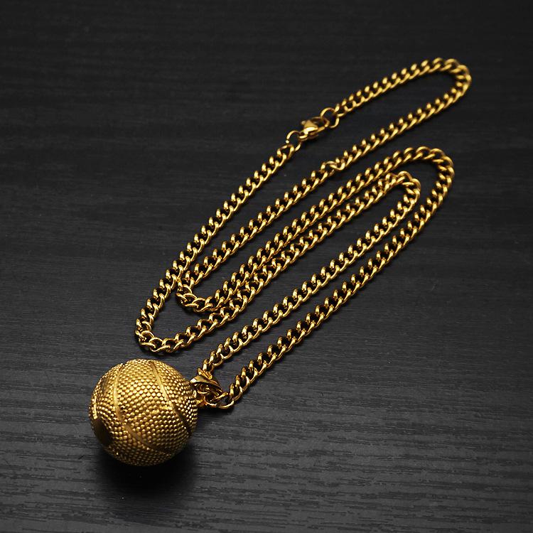 European-American Punk Hip-Hop Rock-Style Titanium Basketball Necklace for Men & Couples