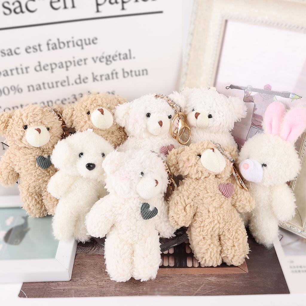 Mini Plush Bear Keychain Cute Aniaml Keyring Hanging Ornament Keys Holder Backpack Handbag Charm Gift for Girls Women