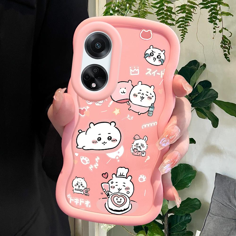 

Окрашенный узор Big Wave Edge Мягкий силиконовый материал Macaron чехол для телефона противоударный защитный резиновый чехол для OPPO Reno Realme Realme 12 5G розовый