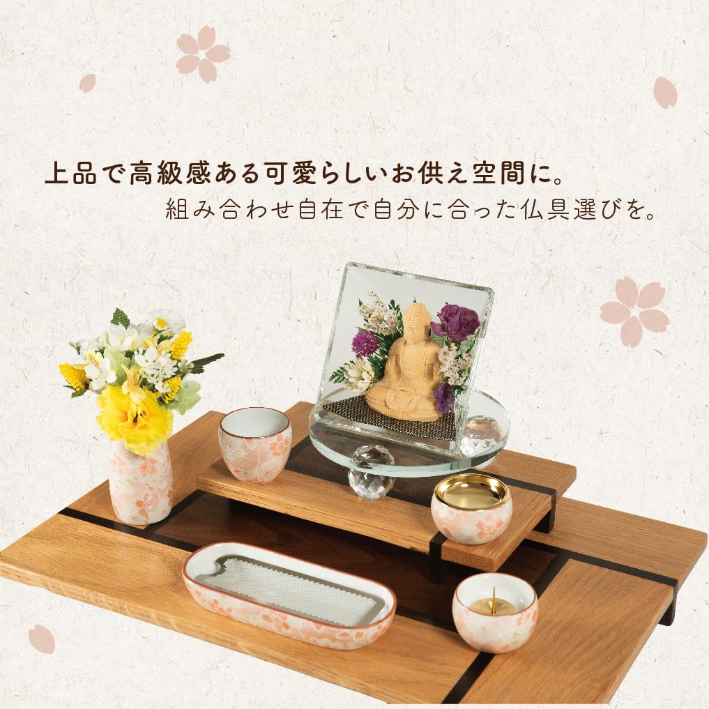 Sunmany Buddhist Altar Rice Bowl, Single Item, Authentic Arita Ware, Made in Japan, Stylish and Inspired by Interior Decor, Amane, Miyabi Sakura