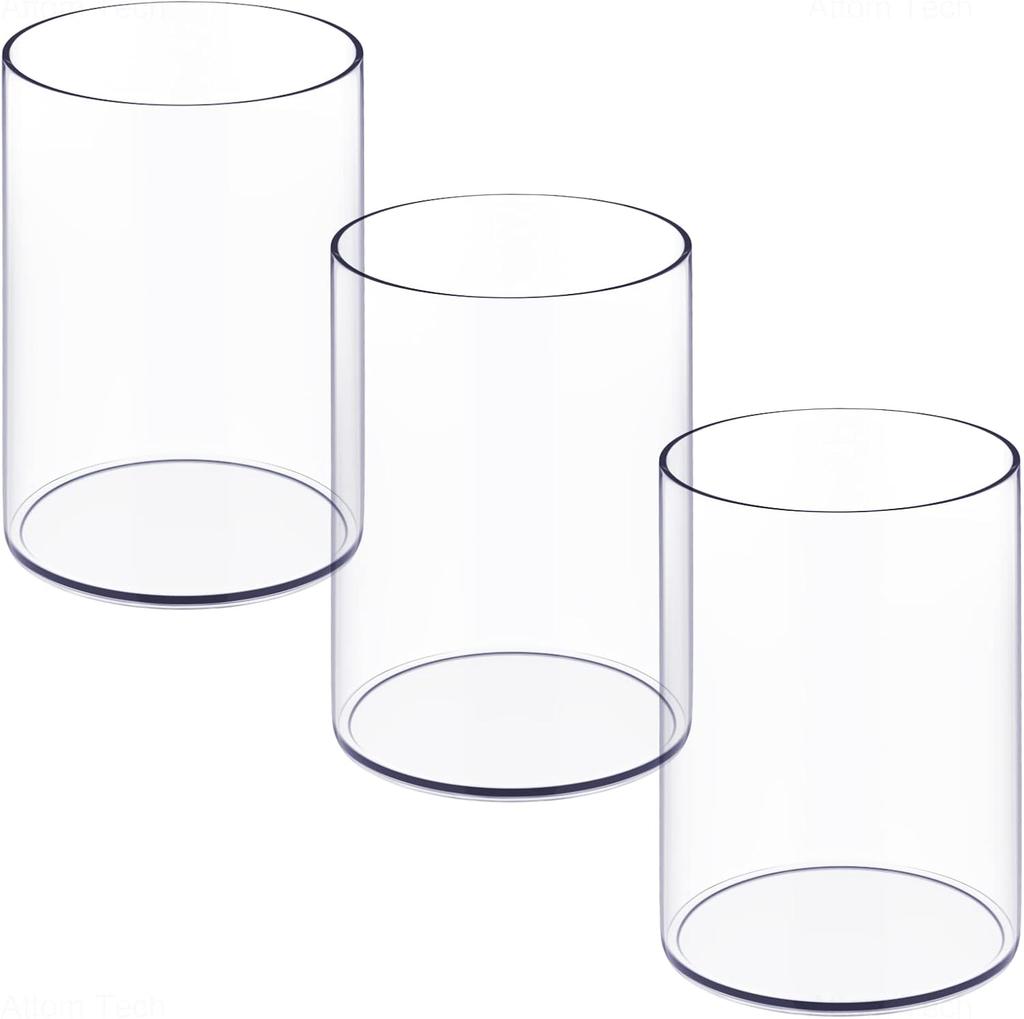 Stylish Clear Acrylic Desk Organizer Pen Set of 3, Round Makeup Brush Storage Perfect for Home, School and Office Supplies