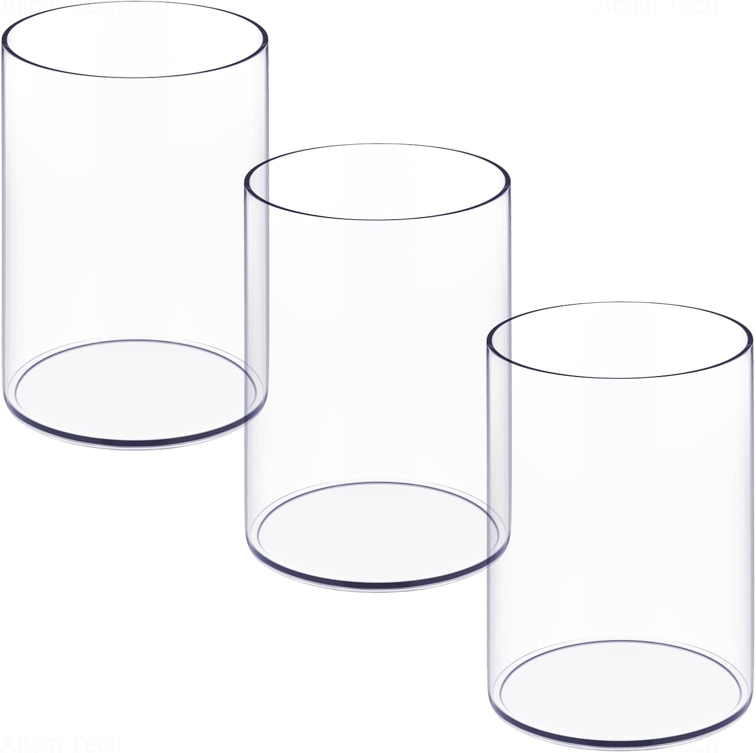 

Stylish Clear Acrylic Desk Organizer Pen Set of 3, Round Makeup Brush Storage Perfect for Home, School and Office Supplies