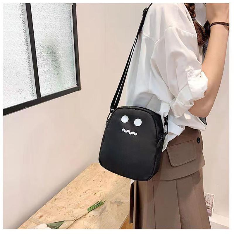 Black White Funny Cute Ghost Kawaii Women Canvas Bag Cartoon Shopper Bag Women Shoulder Bags