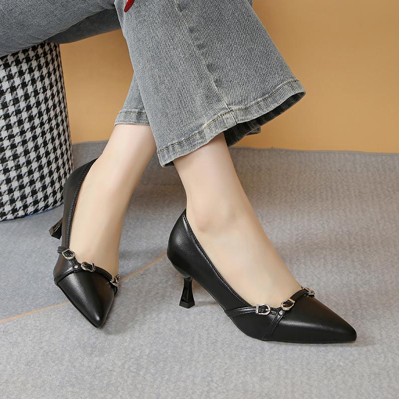 

Летние Новые Остроносые Туфли-Лодочки на Тонком Каблуке с Открытым Мыском Однотонные Туфли на Высоком Каблуке Модные Удобные Элегантные Банкетные Женские Туфли 35 чёрный