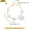 AIPPK 18K Gold Plated Clover Lucky Bracelet for Women White/Black/Red/Green Flower Four Leaf Link Bracelets Trendy Jewelry Gifts for Women