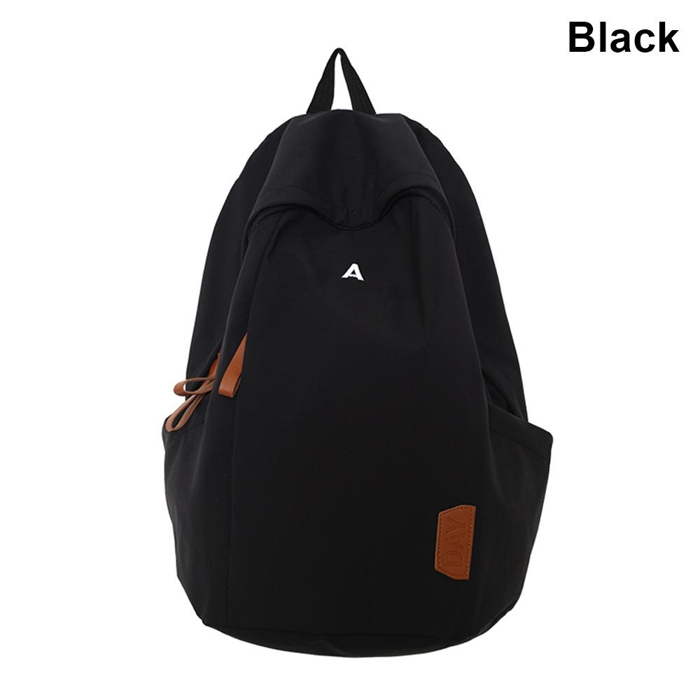 

1Pcs Canvas College Backpack Waterproof Versatile Student Backpack Solid Color Large Capacity Computer Bag чорний