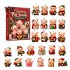 Family Christmas Tree Decor Piggy Advent Calendar, 2D Flat Acrylic 24 Days Hanging Blind Box Ornaments, Decorative Countdown Gift for Holiday