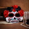 Masquerades Mask Mexicans Day of The Deads Sugar Skull Mask with Rose Decorations Fancy Dress Rose Suger Skeleton Mask