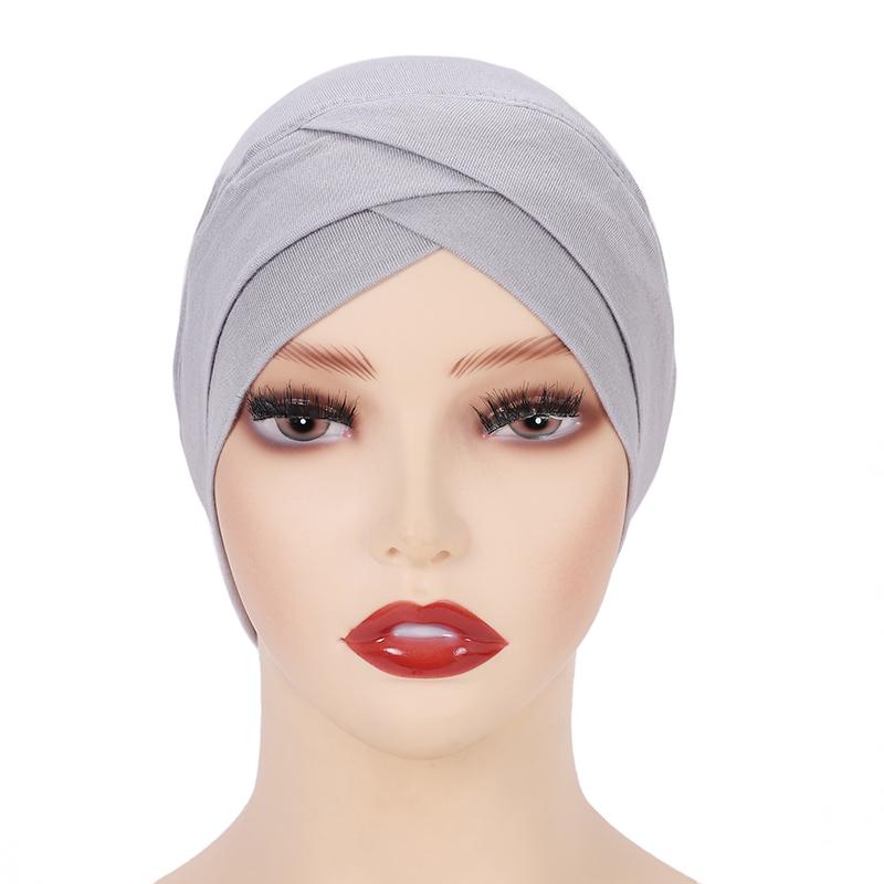 Cross Inner Hijab Women Stretch Turban Hat Lslamic Underscarf Bonnet Hat  Cotton Jersey Inner Hijab
