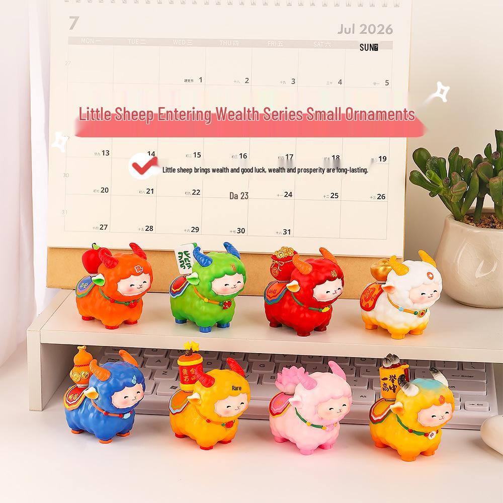 Little Sheep Wealth Spin-and-Win Resin Figurine: Year of the Sheep Zodiac Creative Desk Decoration