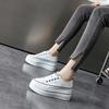 Spring Autumn Flat Platform Genuine Leather Shoes Women Fashion Sneakers Black White Height Increasing Shoes 8cm